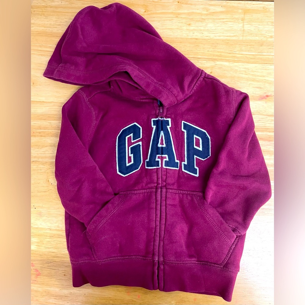 Burgundy zip up Kids Gap hoodie
